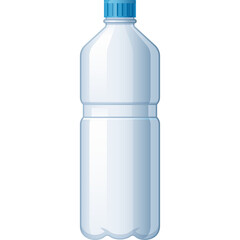 Clear Plastic Water Bottle With Blue Cap Isolated On White Transparent Background For Refreshment And Hydration