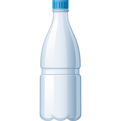 Clear Plastic Water Bottle With Blue Cap On A Transparent Background