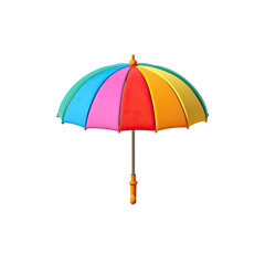 Obraz premium A colorful, open parasol with a rounded top and a long, straight handle, set against black