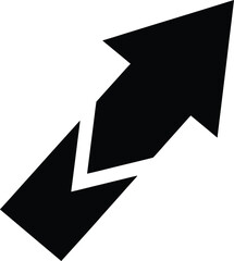 Broken Upward Arrow Icon Symbolizing Interrupted Growth or Split Direction Minimalist Black Vector