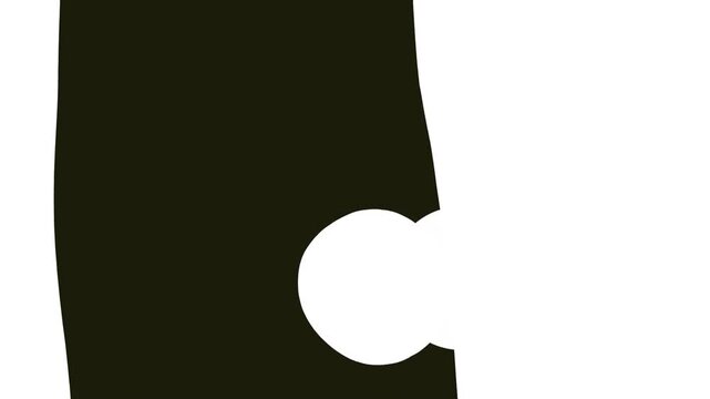 A wide strip is bitten off or cut off vertically at the side in the shape of a circle.