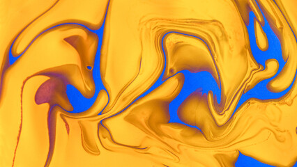 Bright golden yellow and electric blue marble swirl pattern. Vibrant fluid abstract design ideal for modern backgrounds, luxury concepts, or creative artwork.