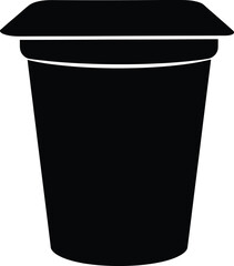 Disposable Food Container or Yogurt Cup Silhouette Icon Black Vector
