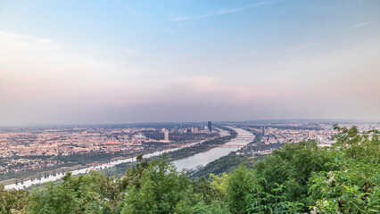 Skyline Vienna From Danube Viewpoint