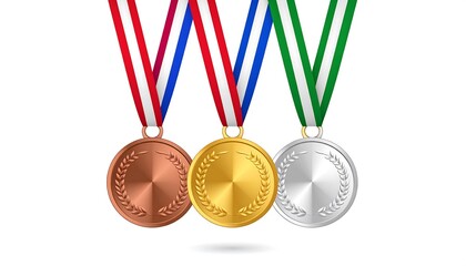 Medals of Victory - Gold, Silver, and Bronze Awards.