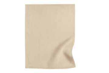 Beige wrinkled fabric texture on transparent background