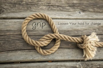 Obraz premium Close up image of intricate rope knot on weathered wood