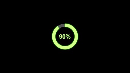 Digital pie chart animated with 90 percent element . Progress Bar Showing 90% 4K Animated .Business and finance theme Visual Data Representation for Finance,Sales, Statistics on black screen. - Powered by Adobe