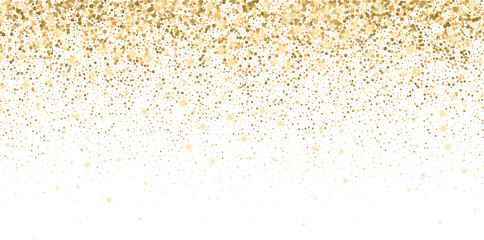 The dust sparks and golden stars shine with special light. Vector sparkles on a transparent...