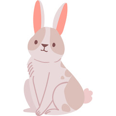 Cute Illustration Of A White And Pink Rabbit Sitting On A Transparent Background With Pixel Art Style