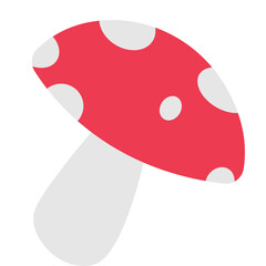Cute Cartoon Mushroom With Red Cap and White Spots Isolated on Transparent Background