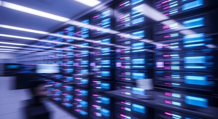 Futuristic Server Room Hosting Cybernetic Data Processing Unit