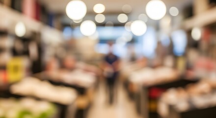 Blurred Supermarket Interior Bokeh Lights Retail Grocery Store Abstract