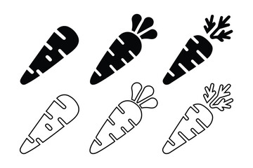 Carrot Vegetable Icons Set. Fresh Organic Carrot, Healthy Food vector