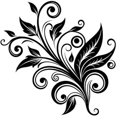 black and white floral elements