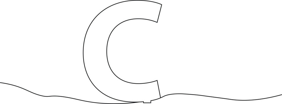 Elegant letter C drawn with a single continuous line for minimalist designs, ideal for modern monograms and branding projects, perfect for simple logo concepts and creative typography