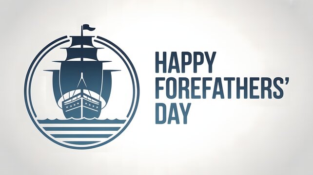 Happy Forefathers’ Day patriotic USA holiday celebrating the legacy of early American settlers, pilgrims courage, Mayflower journey and foundational values of freedom