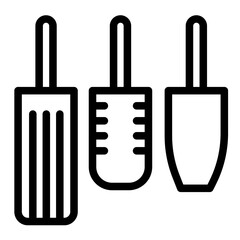 Pedal of gas, clutch, brake line icon, driver license concept. Vector graphics. Three pedals of car driving control sign on white background, style icon mobile or web design.