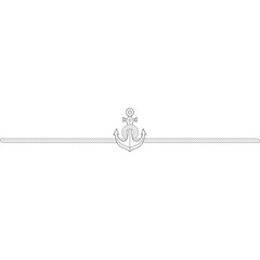 Decorative nautical rope border with an anchor motif in the center against a clean white background representing maritime themes and seafaring adventures