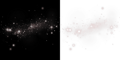 Sparkling bokeh overlay with a blend of light particles on contrasting black and white backgrounds, creating a dreamy atmosphere for design projects and visual storytelling
