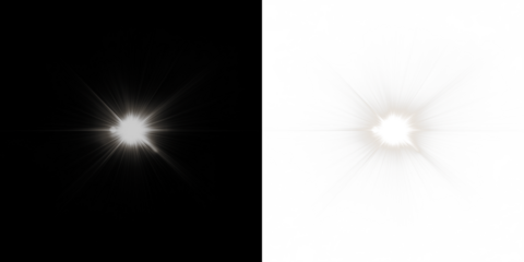 Bright light burst overlay on contrasting black and white backgrounds, creating a dynamic visual effect for creative projects and graphic design applications