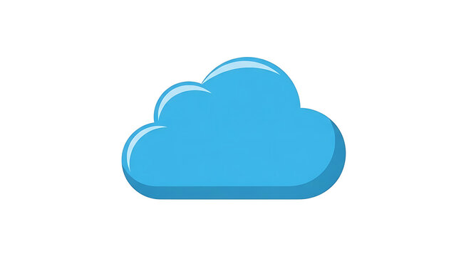 A single blue cloud illustration with a cartoon style on a white background in a digital image ai generated