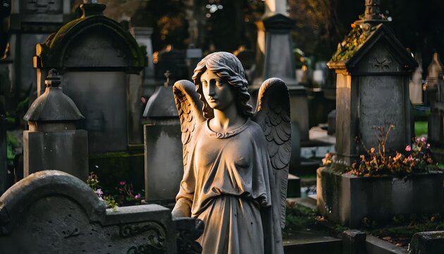angel statue in the cemetery