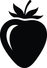 Black Strawberry Silhouette Icon Minimalist Vector Design Element