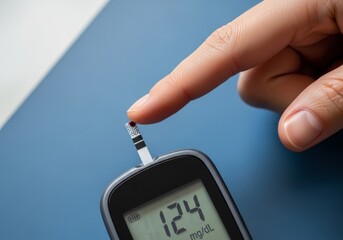 Concept of Daily Health Monitoring Finger Prick for Blood Glucose Level Check