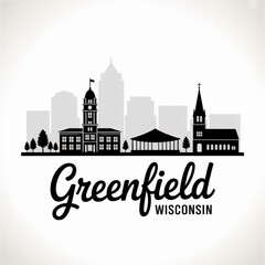 ‎Greenfield Wisconsin Skyline Silhouette — Suburban Milwaukee City Vector Illustration
