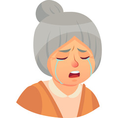 Elderly Woman Crying Sad Tears With Gray Hair And Orange Top Expressing Sorrow And Grief In A Close Up Studio Portrait