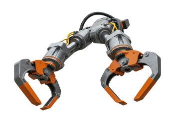 Naklejka premium Isolated robotic arm tool manipulator, mechanical claw for industrial automation tasks