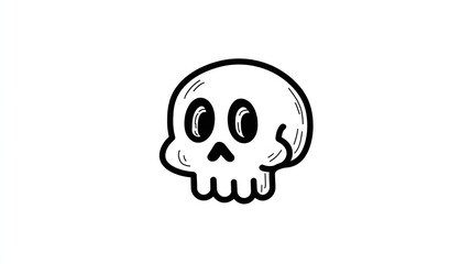 Skull Doodle &ndash; Halloween Hand-Drawn Cartoon Icon on White
