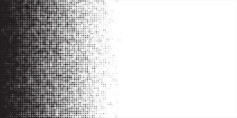 Binary halftone texture background. Square dot faded gradation wallpaper. Black and white squared pixels. Abstract glitchy 8 bit video game backdrop. Vector comic bitmap dither screen tone overlay
