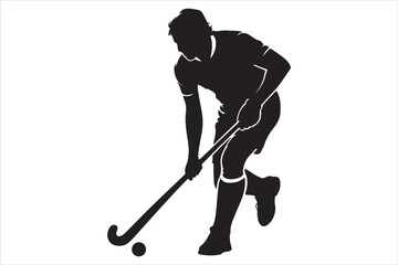 Hockey Players Silhouette Set  Sport Action Poses Vector Design