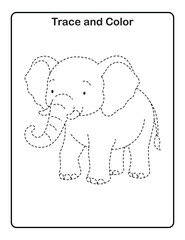 Cute Elephant Dotted Line Tracing Sheet | Fun Hand Drawn Educational Coloring Page for Kids