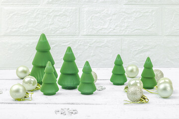 Creative Christmas composition. Traditional New Year decor, holiday symbols