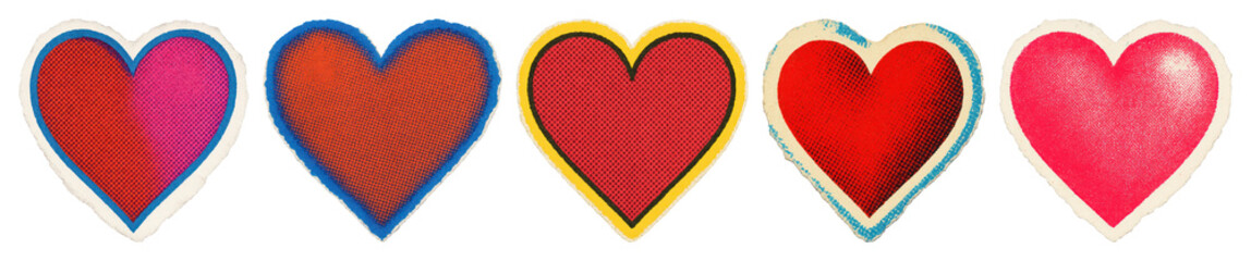 Naklejka na ściany i meble PNG Colorful retro heart designs, element set on transparent background Naklejka na ściany i meble PNG Colorful retro heart designs, element set on transparent background