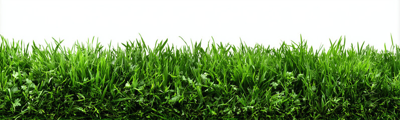 Fototapeta premium a horizontal border of green grass isolated on a white background