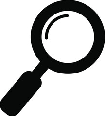 Black Solid Style Magnifying Glass Icon Vector Illustration Search Zoom Find Symbol