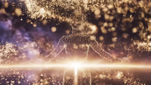 人間の形に広がる銀河と星雲が映す無限の可能性