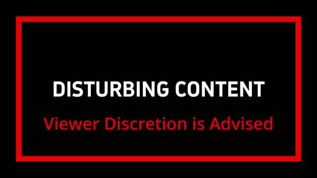 Warning. Disturbing Content, Viewer Discretion is Advised Animated Sign