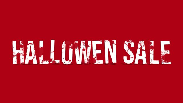 Halloween sale text animation with stratch effect on red background. Suitable for ads, intro halloween day prmotion product