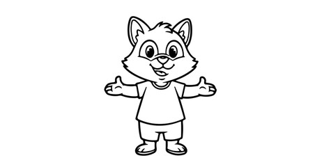 Obraz premium Friendly cartoon fox character with open arms, inviting and welcoming gesture