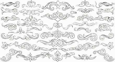 Obraz premium Collection of vintage decorative design elements for design projects