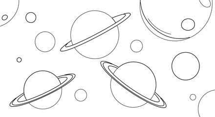 Planets with rings in space illustration, a simple and elegant design for space themed projects