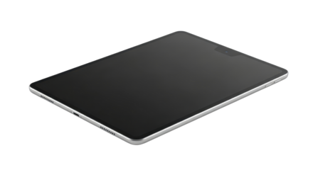 Sleek modern digital tablet with blank screen display for technology mockup use isolated PNG with Transparent Background