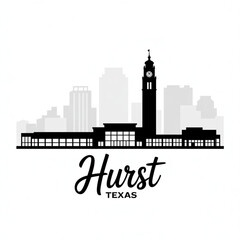Obraz premium ‎Hurst Skyline Silhouette — A Vibrant Suburban City in North Texas Vector Illustration