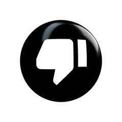Thumbs down on black glossy rounded button