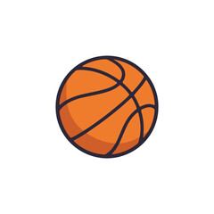 A stylized orange basketball with curved black seams and subtle shading ,Sport Symbol with Shaded Detail
